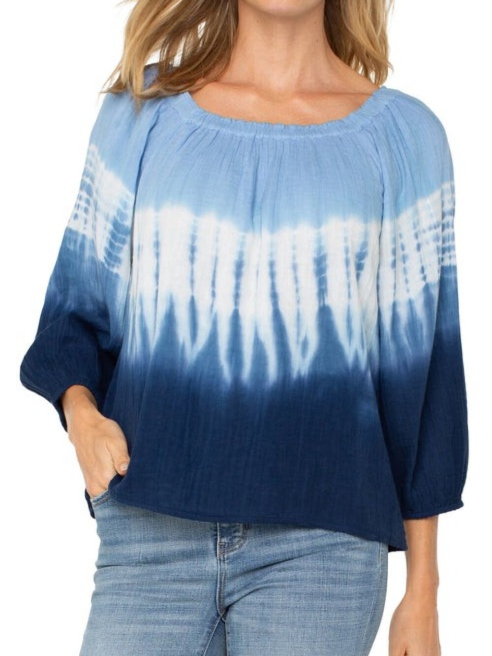 NWT Liverpool M 100% Cotton Blue/White Tie Dye Top Firm Price